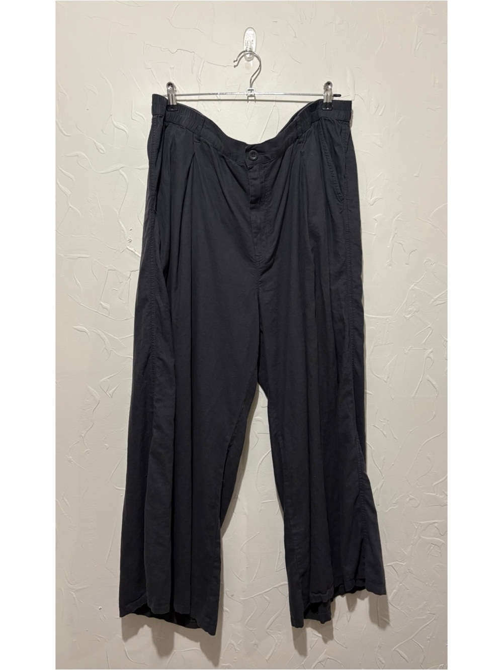 Aerie charcoal mid-rise linen blend wide-leg casual pants (XXL)